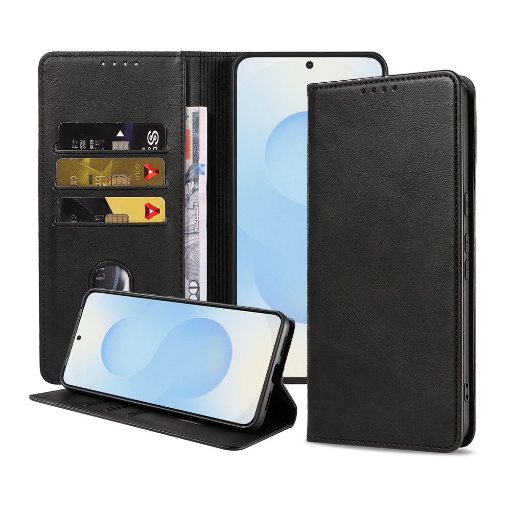Samsung Galaxy S25 Plus leren telefoonhoesje bookcase met pasjeshouder en magnetische sluiting (1)