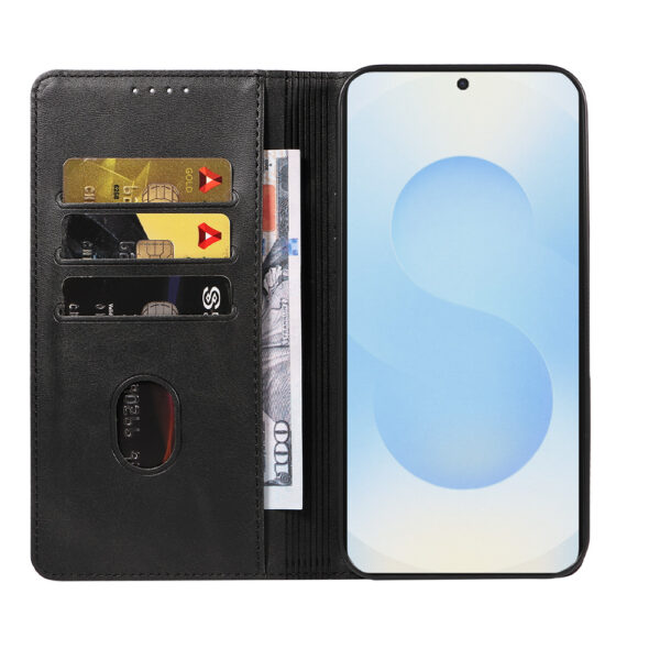 Samsung Galaxy S25 Plus leren telefoonhoesje bookcase met pasjeshouder en magnetische sluiting (2)