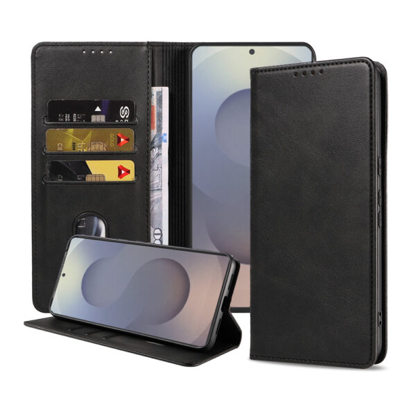 Samsung Galaxy S25 Ultra leren telefoonhoesje bookcase met pasjeshouder en magnetische sluiting (1)