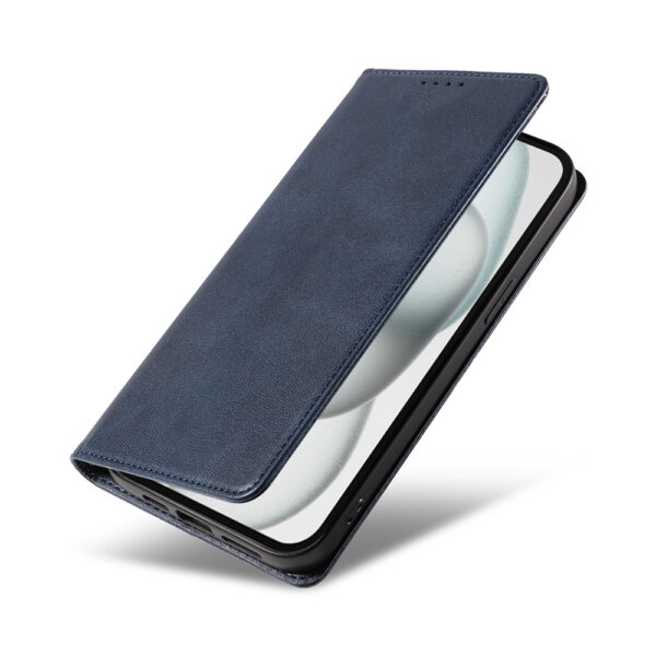 iPhone 15 Plus leren telefoonhoesje bookcase met pasjeshouder (4) Blauw