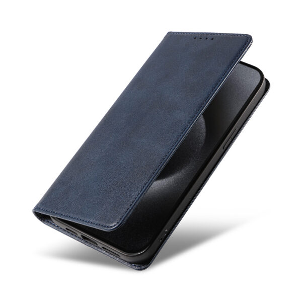 iPhone 15 Pro Max leren telefoonhoesje bookcase met pasjeshouder (4) Blauw