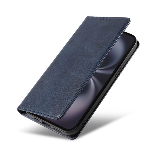 iPhone 16 Plus leren telefoonhoesje bookcase met pasjeshouder (4) Blauw