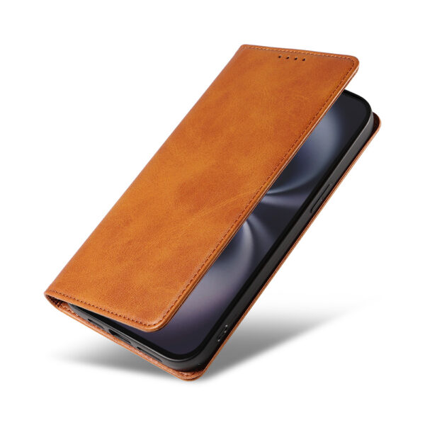 iPhone 16 Plus leren telefoonhoesje bookcase met pasjeshouder (4) bruin