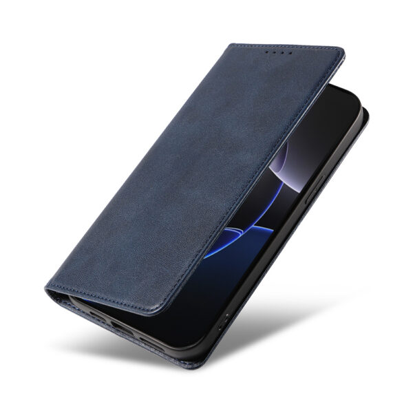 iPhone 16 Pro leren telefoonhoesje bookcase met pasjeshouder (4) Blauw