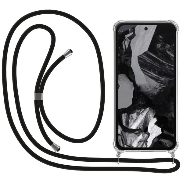 Google Pixel 8A transparant hoesje met koord en stootrand