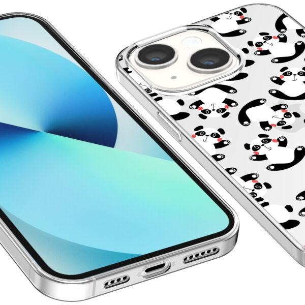 IPhone 13 transparant telefoonhoesje met panda opdruk (3)