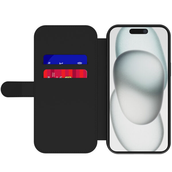 Leren bookcase hoesje iPhone 15 Plus met tijger opdruk en pasjeshouder (3)