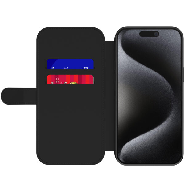 Leren bookcase hoesje iPhone 15 Pro Max met tijger opdruk en pasjeshouder (4)