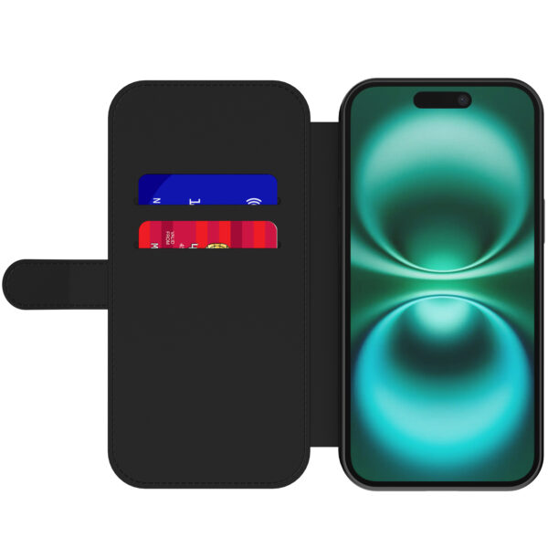 Leren bookcase hoesje iPhone 16 Plus met tijger opdruk en pasjeshouder (4)