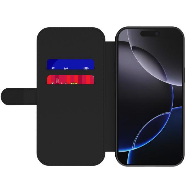 Leren bookcase hoesje iPhone 16 Pro met tijger opdruk en pasjeshouder (4)