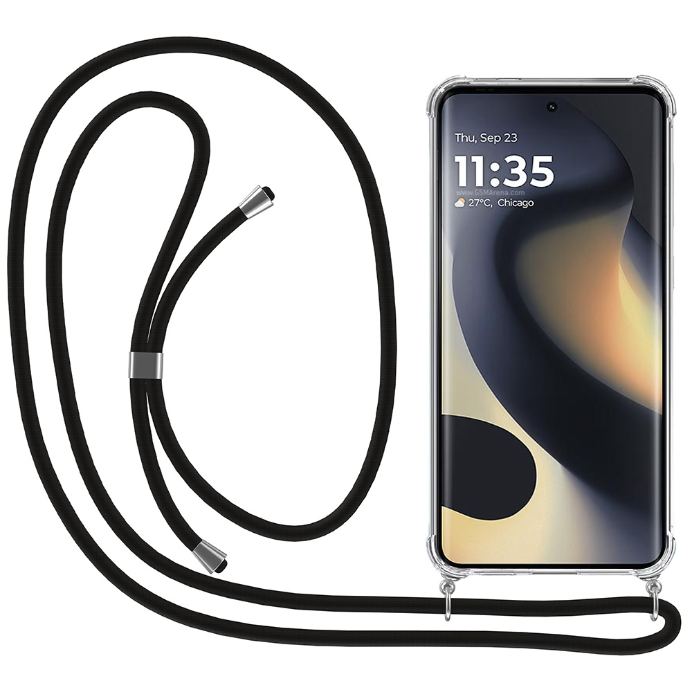 Motorola Edge 2024 transparant hoesje met koord en stootrand
