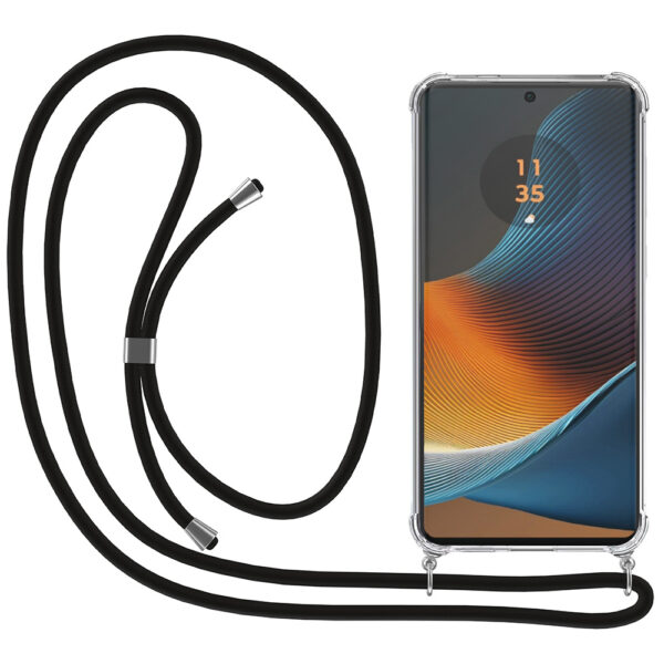 Motorola Edge 50 Fusion transparant hoesje met koord en stootrand