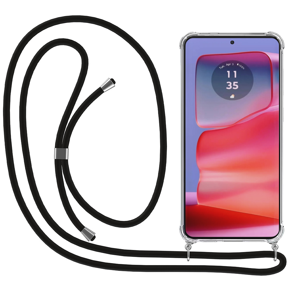 Motorola Edge 50 Pro transparant hoesje met koord en stootrand