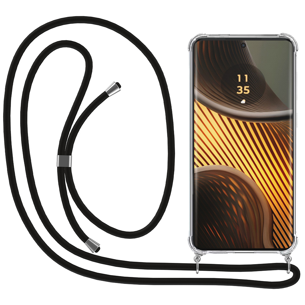 Motorola Edge 50 Ultra transparant hoesje met koord en stootrand
