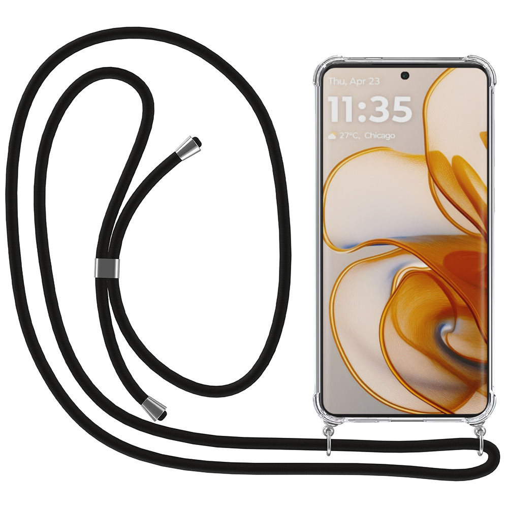 Motorola Edge 50 transparant hoesje met koord en stootrand