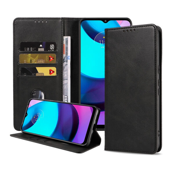 Motorola Moto E20 leren telefoonhoesje bookcase met pasjeshouder en magnetisch lipje (1)