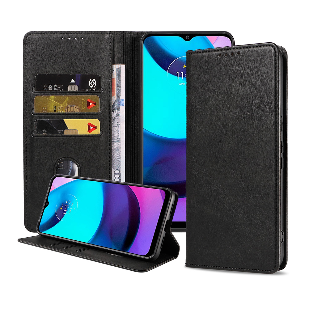 Motorola Moto E20 leren telefoonhoesje bookcase met pasjeshouder en magnetisch lipje (1)