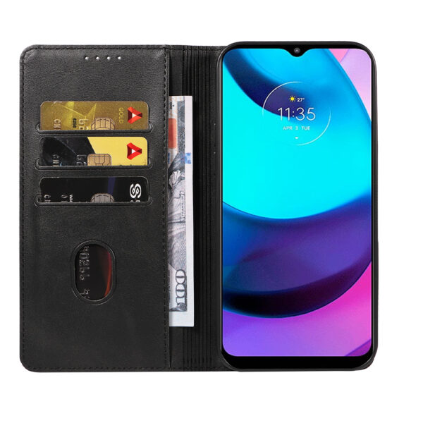 Motorola Moto E20 leren telefoonhoesje bookcase met pasjeshouder en magnetisch lipje (2)