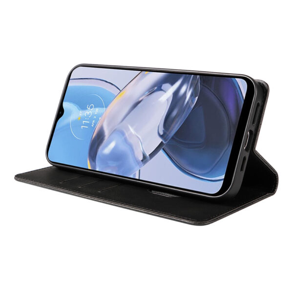 Motorola Moto E22 leren telefoonhoesje bookcase met pasjeshouder en magnetisch lipje (3)