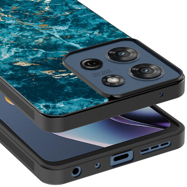 Motorola Moto G 2025 telefoonhoesje met blauw marmer opdruk (4)
