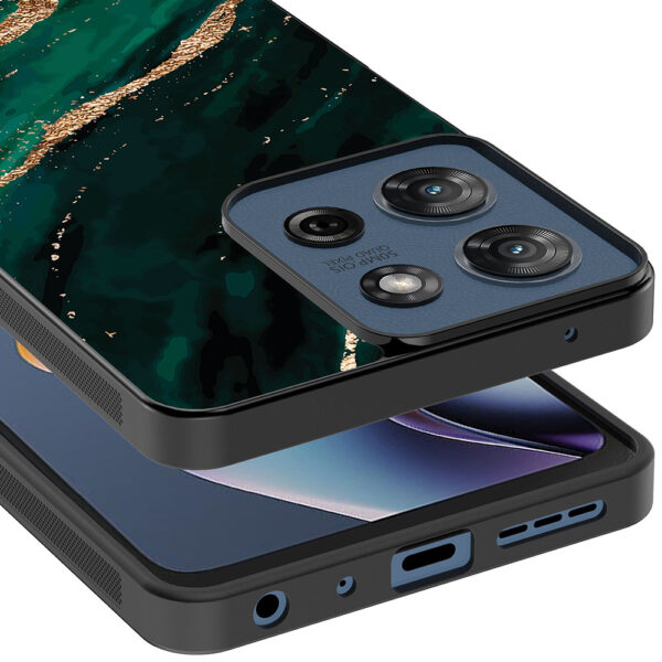 Motorola Moto G 2025 telefoonhoesje met groen goud marmer opdruk (4)