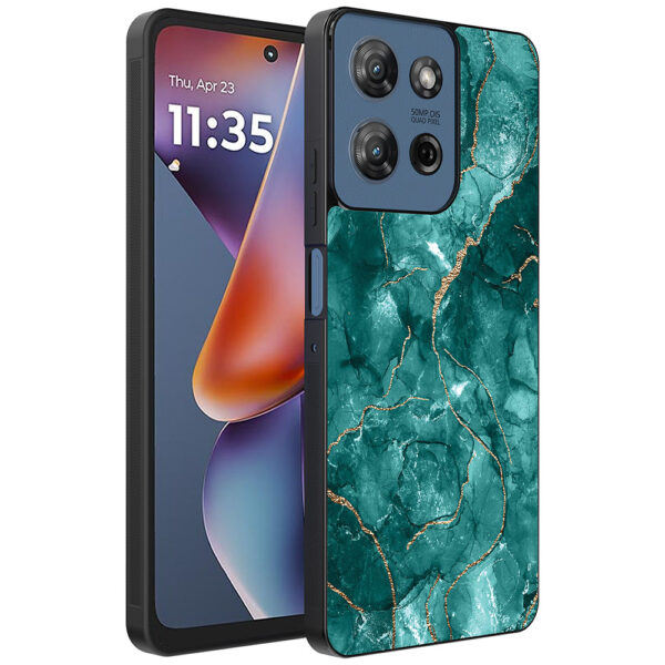 Motorola Moto G 2025 telefoonhoesje met groen marmer opdruk (1)