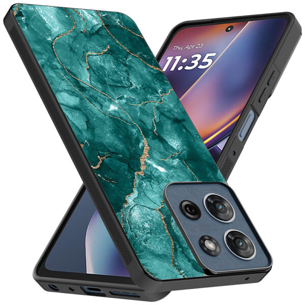 Motorola Moto G 2025 telefoonhoesje met groen marmer opdruk (2)