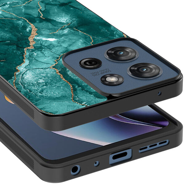 Motorola Moto G 2025 telefoonhoesje met groen marmer opdruk (4)
