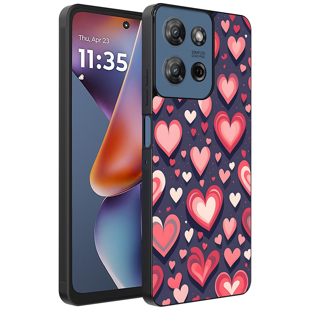 Motorola Moto G 2025 telefoonhoesje met hartjes opdruk groot (1)