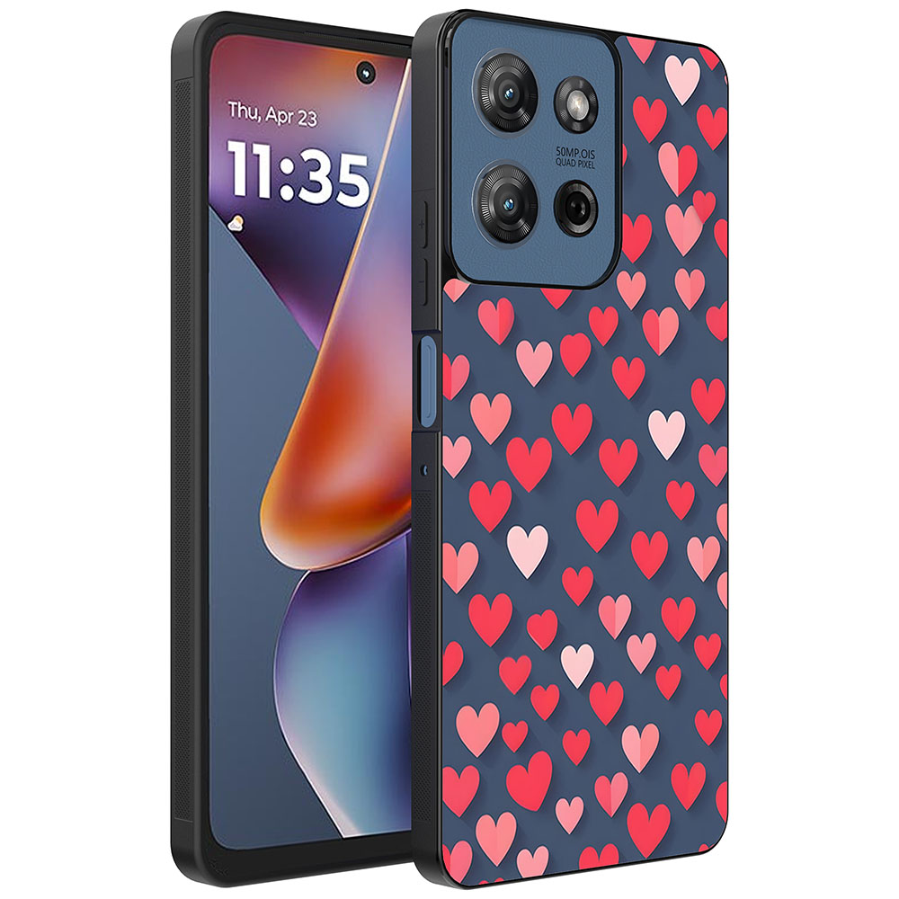 Motorola Moto G 2025 telefoonhoesje met hartjes opdruk klein (1)