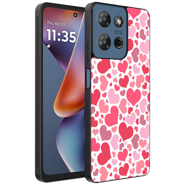 Motorola Moto G 2025 telefoonhoesje met hartjes opdruk transparant (1)