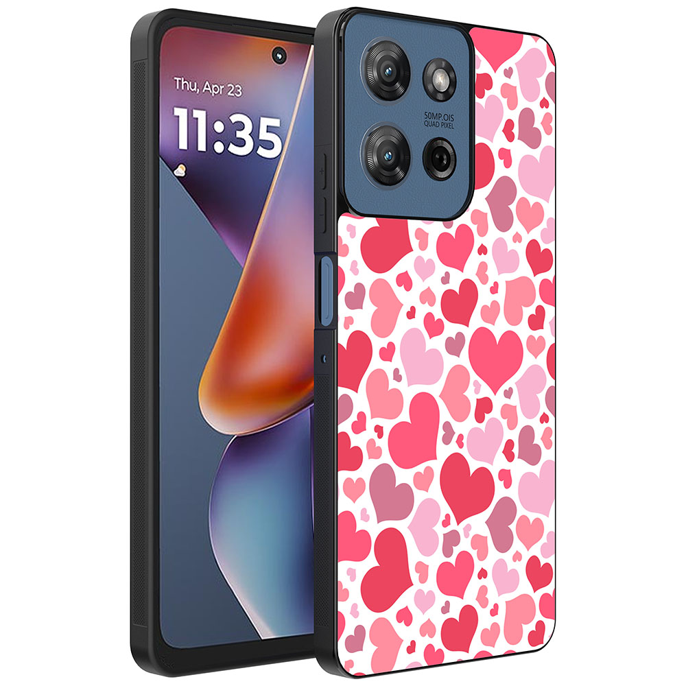 Motorola Moto G 2025 telefoonhoesje met hartjes opdruk transparant (1)