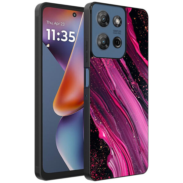 Motorola Moto G 2025 telefoonhoesje met paars roze marmer opdruk (1)