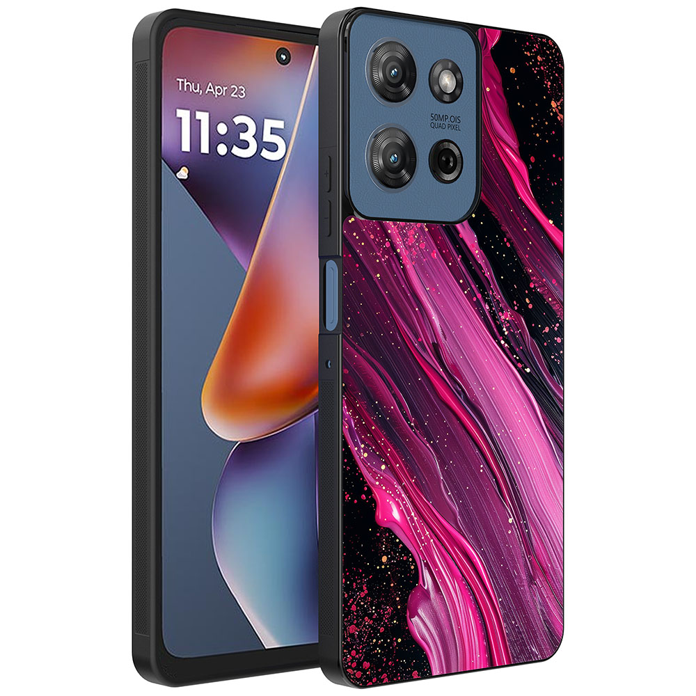 Motorola Moto G 2025 telefoonhoesje met paars roze marmer opdruk (1)