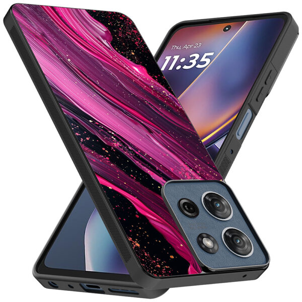 Motorola Moto G 2025 telefoonhoesje met paars roze marmer opdruk (2)