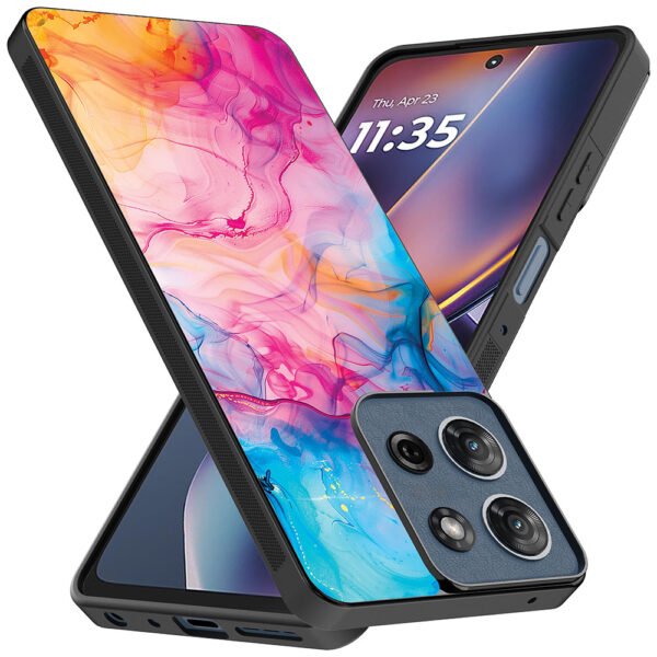 Motorola Moto G 2025 telefoonhoesje met regenboog acryl marmer opdruk (2)