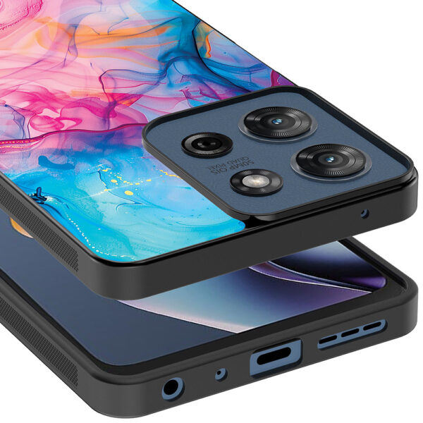 Motorola Moto G 2025 telefoonhoesje met regenboog acryl marmer opdruk (4)