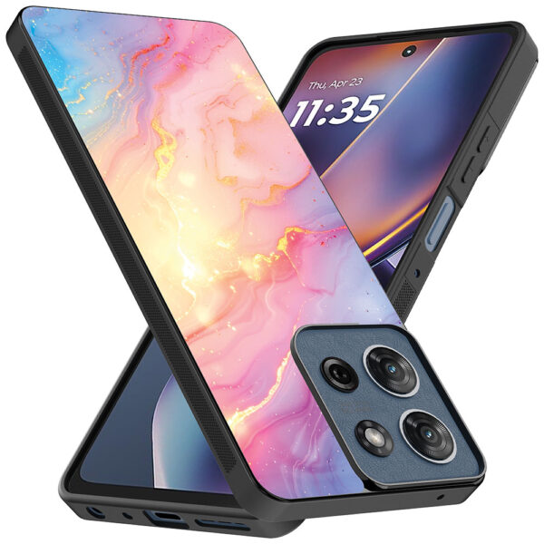 Motorola Moto G 2025 telefoonhoesje met regenboog glitter marmer opdruk (2)