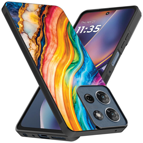 Motorola Moto G 2025 telefoonhoesje met regenboog goud marmer opdruk (2)