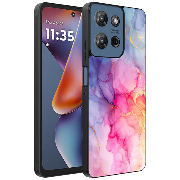 Motorola Moto G 2025 telefoonhoesje met regenboog marmer opdruk (1)