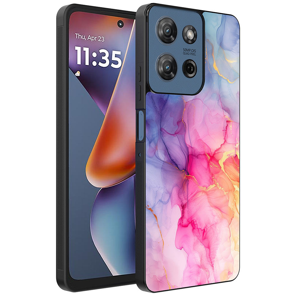 Motorola Moto G 2025 telefoonhoesje met regenboog marmer opdruk (1)