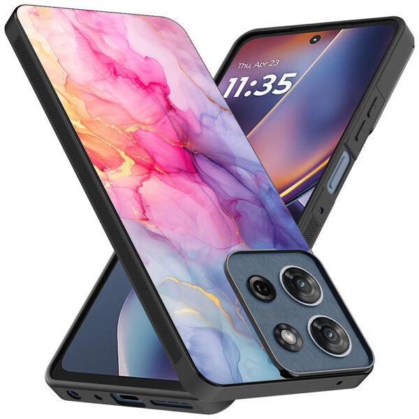 Motorola Moto G 2025 telefoonhoesje met regenboog marmer opdruk (2)