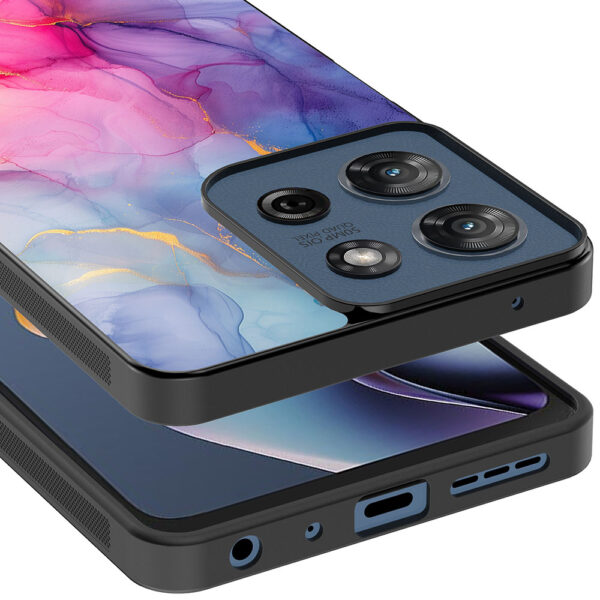 Motorola Moto G 2025 telefoonhoesje met regenboog marmer opdruk (4)