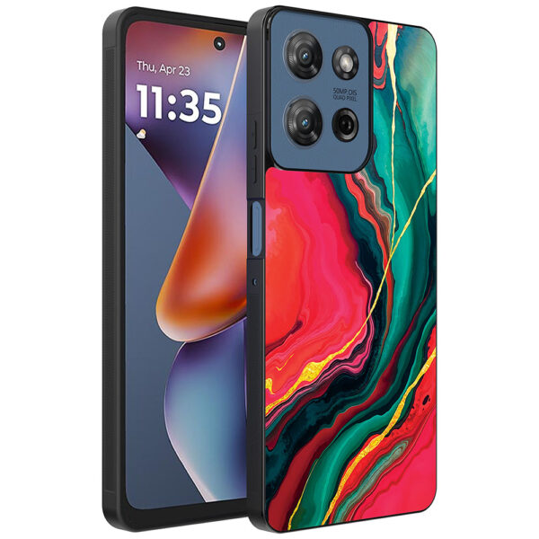 Motorola Moto G 2025 telefoonhoesje met rood groen marmer opdruk (1)