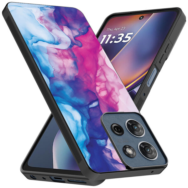 Motorola Moto G 2025 telefoonhoesje met roze blauw marmer opdruk (2)