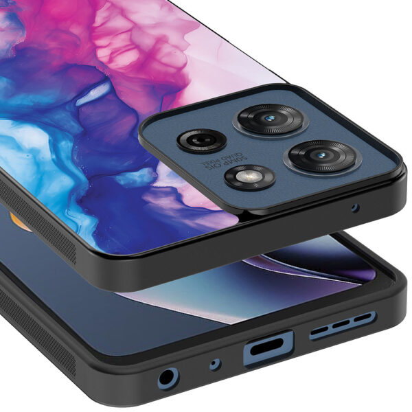 Motorola Moto G 2025 telefoonhoesje met roze blauw marmer opdruk (4)