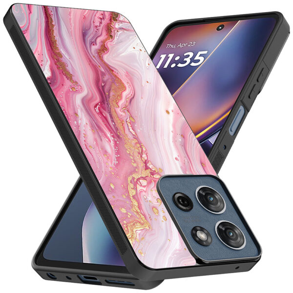 Motorola Moto G 2025 telefoonhoesje met roze marmer opdruk (2)