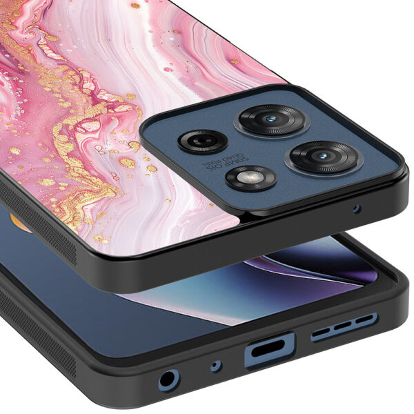 Motorola Moto G 2025 telefoonhoesje met roze marmer opdruk (4)