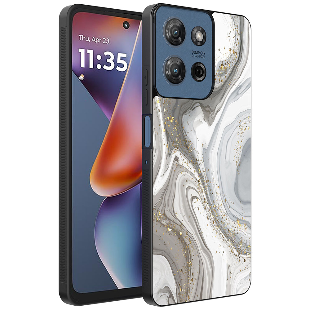 Motorola Moto G 2025 telefoonhoesje met zilver marmer opdruk (1)
