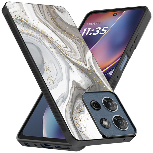 Motorola Moto G 2025 telefoonhoesje met zilver marmer opdruk (2)